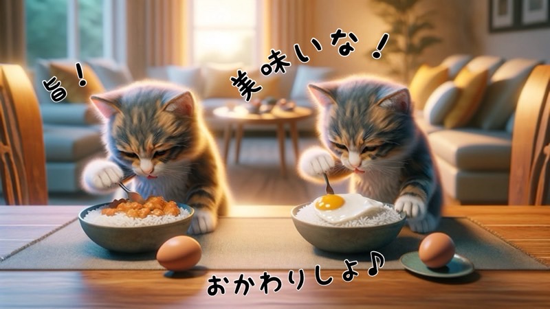 食欲旺盛な猫達